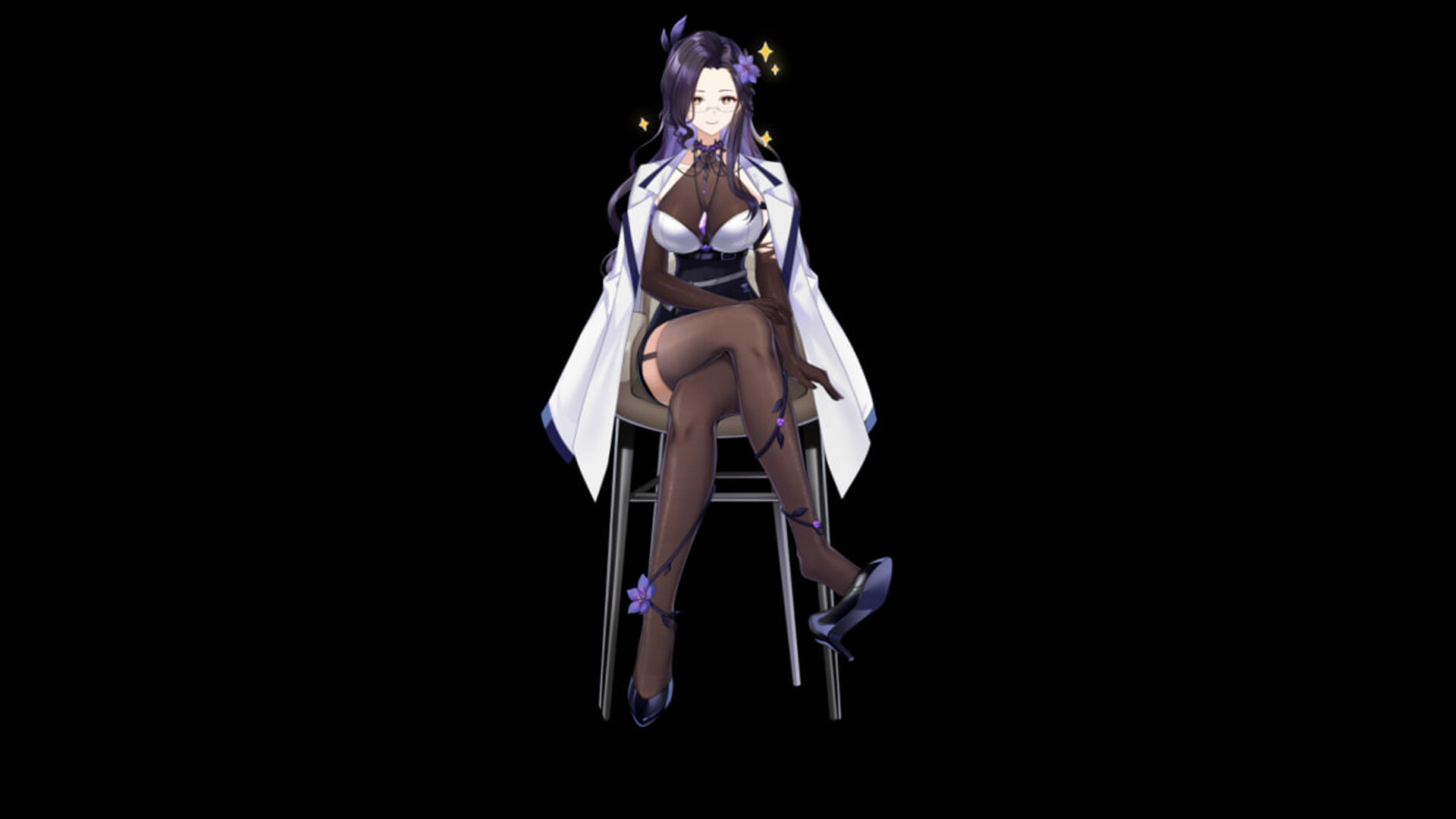 Dr. Violet seated pose