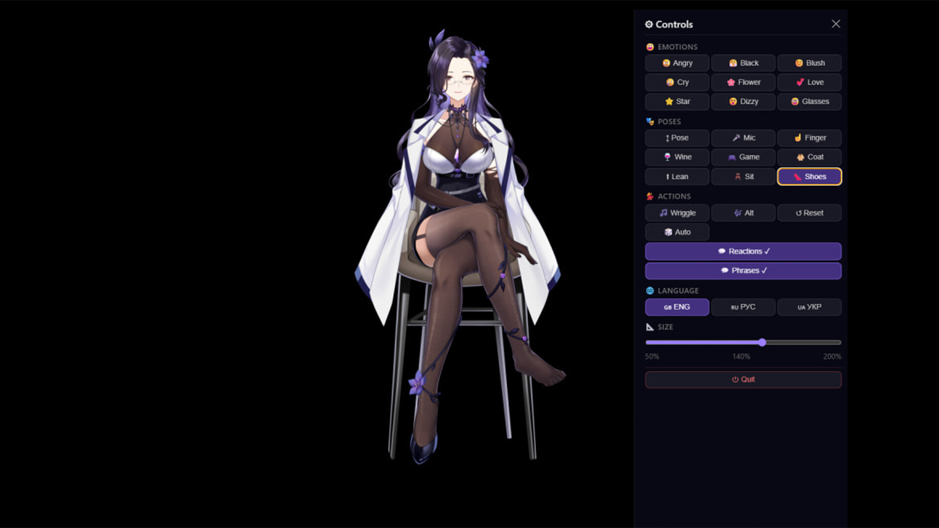 Dr. Violet character and controls